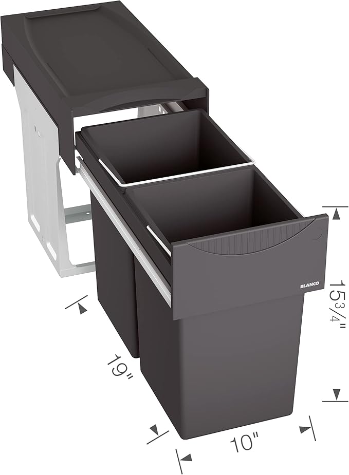 Blanco 526376 Botton II 30/2 Kitchen Waste sorter Container 30/2-526376, Black, 48,2 x 25,1 x 40