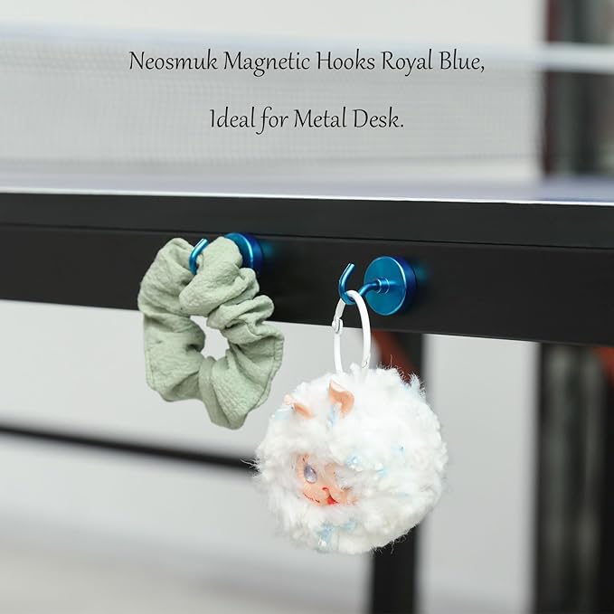 Neosmuk Magnetic Hooks Heavy Duty,Strong Magnet with Hook for Fridge, Super Neodymium Extra Strength Industrial Hooks for Hanging, Magnetic Hanger for Toolbox, Cruise, Grill(RoyalBlue,4 Pack)
