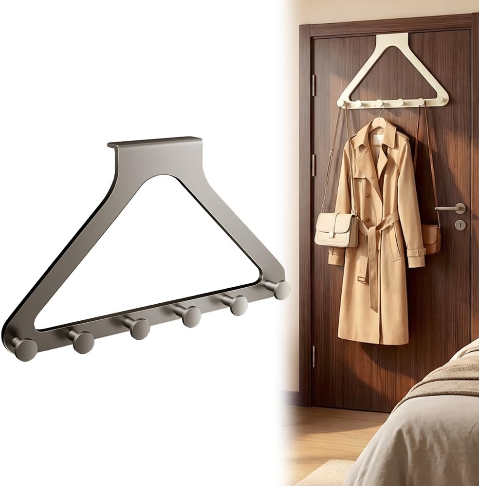 Over-Door Hook Rack — No-Drill 6-Hook Organizer for Bedroom, Bathroom & Entryway | Nestify