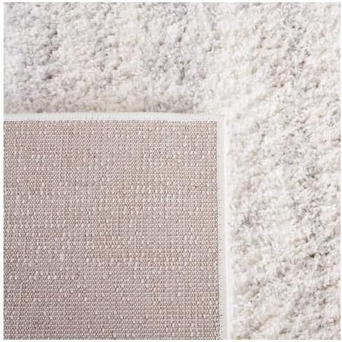 SAFAVIEH Berber Shag Collection Area Rug - 10' Square, Ivory & Light Grey, 1.2-inch Thick Ideal for High Traffic Areas in Living Room, Bedroom (BER563F)
