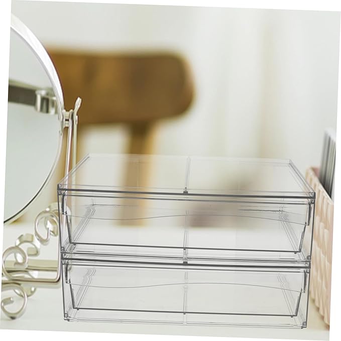 2pcs Acrylic Drawer-type Cosmetic Organizer Box for Makeup Storage Transparent Removable Stackable Design for Bathroom and Vanity for Neat and Orderly Space