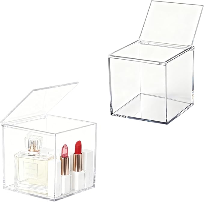 Acrylic Box with Lid Clear Storage Coffee Pod Holder with Hinged Lid Small Acrylic Organizers Contanier