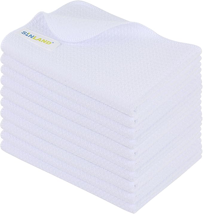 Microfiber Sublimation Blank Towels - Fast Drying Waffle Weave Kitchen Towel, Tea Towel Polyester Dish Towels for Home Decor DIY 16 Inch X 24 Inch 10 Pack White