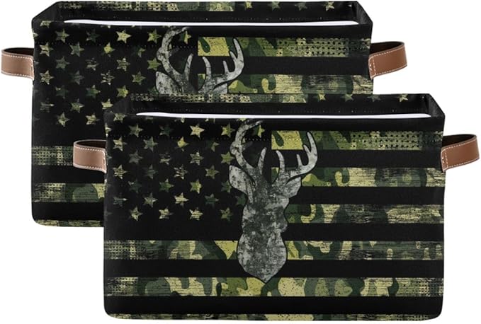 Camo Hunting Rectangular Storage Basket Organizer Bin Shelf Baskets For Clothes Gifts For Home Office Dorm