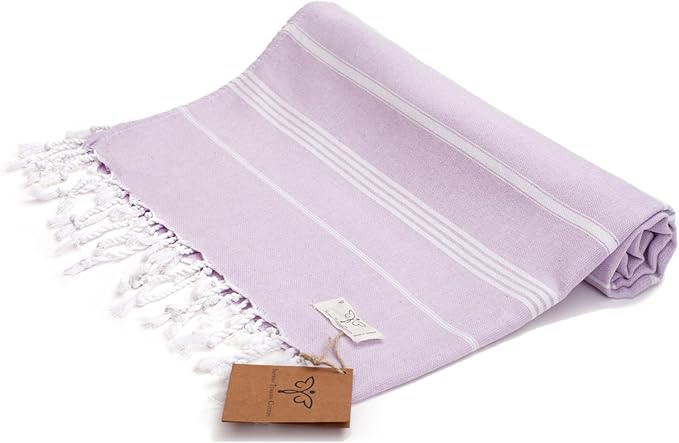 SMYRNA TURKISH COTTON Classical Series Throw Blanket 50x60, Outdoor Blankets, Throws and Blankets for Couch, Sofa, Bed, Chair, Beach Picnic, Travel Boho Turkish Blanket, Lilac