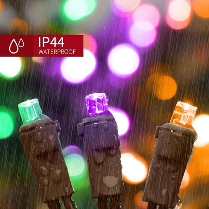 LAMPHOME Halloween String Lights - 21.6ft 100LED Orange Purple Green Mini Bulbs Lights, Halloween Lighting Decor for Outdoor&Indoor Use, Fairy Garden, Yard, Home, Party, Holiday Decoration