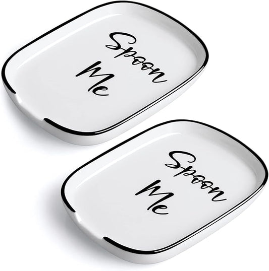 Ceramic Spoon Rest for Stove Top, Large Spoon Holder for Kitchen Counter, Coffee Spoon Rest, Heat-Resistant Cooking Utensil Rest, Modern Kitchen Decor, Set of 2