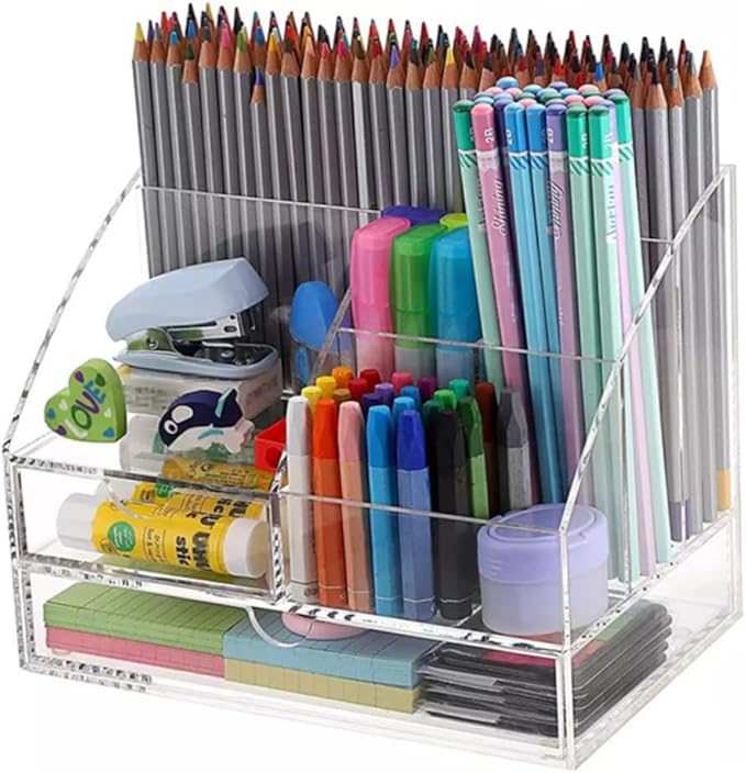 Compartment Storage Box Transparent Acrylic Desktop Organizer for Office Supplies Makeup Jewelry and Accessories Multi Drawer Storage for Use