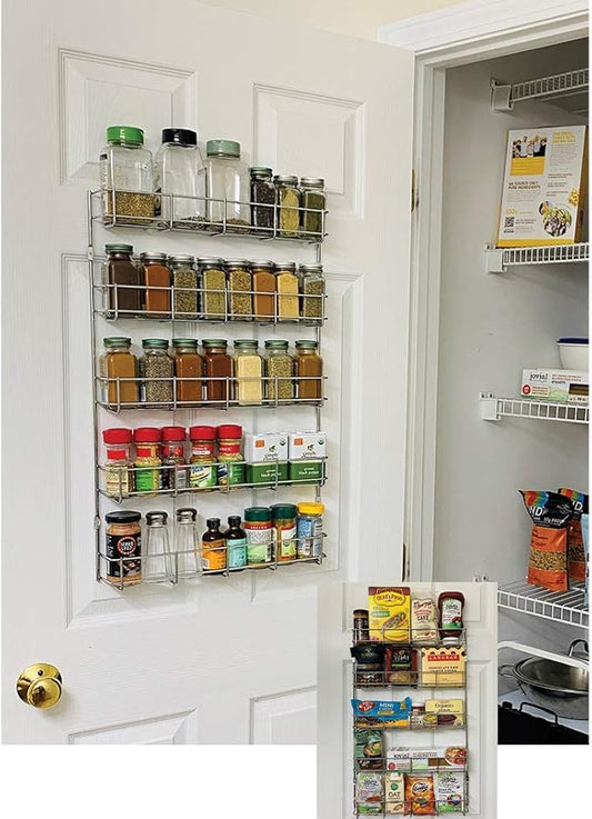 Evelots 5-Tier 40-Jar Hanging Organizer/Wall-Door Mount/Pantry Door Organizer/Large Organizer for Cabinet Door