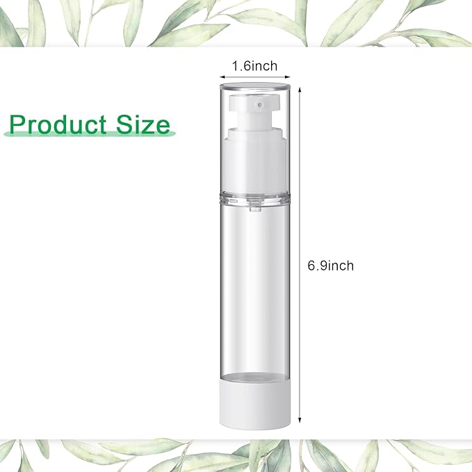 60 Pcs Clear Airless Pump Bottles Refillable Cosmetic Travel Size Dispenser Vacuum Plastic Travel Bottles Empty Lotion Pump Dispenser Liquid Toiletry Container(3.4 oz)