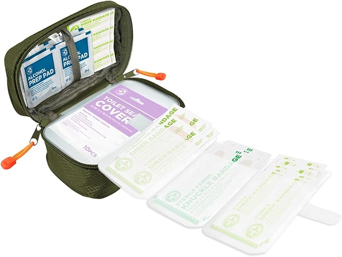 Be Smart Get Prepared 125 Pieces Travel First aid kit, Carry-on Travel Essentials– PPE, Camping, Hiking, Road Trips, On-The-Go