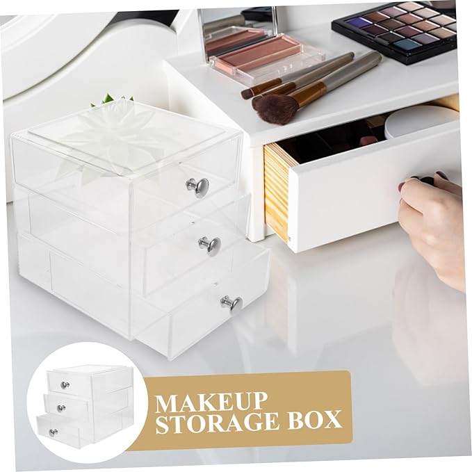 Stackable Storage Box Desk Organizing Box Lids for Makeup Jewelry Office Supplies