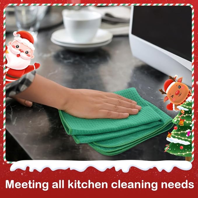 Kitchen Towel Premium Sublimation Blank Towels Fast Drying Tea Towel Polyester Dish Towels for Drying Dishes Festive Decoration 16 Inch X 24 Inch 10 Pack Christmas Green