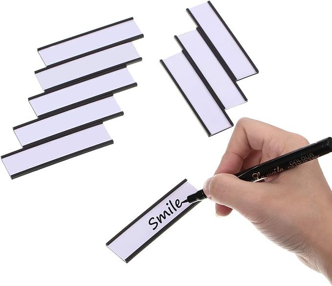 Outus 30 Pcs Magnetic C Channel Magnetic Labels Holders 3 x 0.8 Inch Toolbox Labels with 30 Pcs Protective Films and 60 Replacement Blank Paper Strips for Metal Shelf, Shelf Bin, Drawer