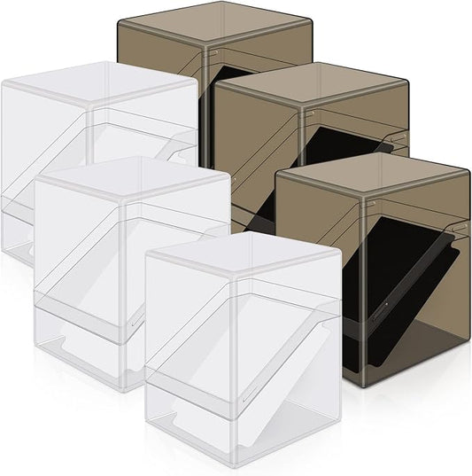 Mlikero Card Deck Cases, 6 Pack Acrylic Commander Deck Box Holding 100+ Sleeved Cards with 6 Dividers, Sturdy Card Storage Box Fit for MTG, TCG, Sports Cards (Clear&Black)