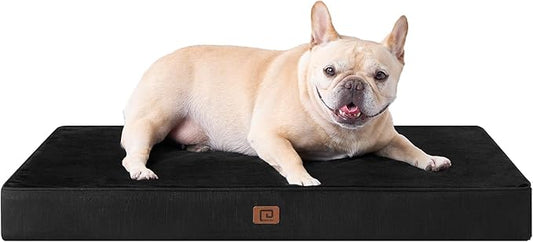 EHEYCIGA Memory Foam Dog Bed Orthopedic 30"x20"，Waterproof Pet Bed for Medium Dogs ，Washable Pet Mat with Removable Cover, Black