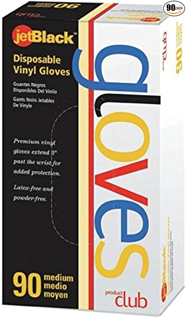 Jetblack Vinyl Glove, Black, Small, 90 Count