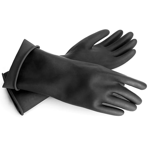 Safety Work Gloves for Men, 3 Pairs Chemical Resistant Elbow Length Gloves, Heavy Duty Rubber Industrial Glove for Cleaning Aquarium, Pool, Chemistry Laboratory, 18" Long, Extra Large