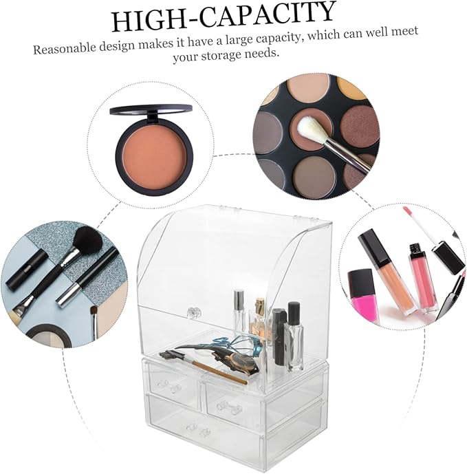 VICASKY Sleek Acrylic Cosmetic Storage Box Lid Desktop Organizer for Makeup Stationery for Valentine Day Birthday