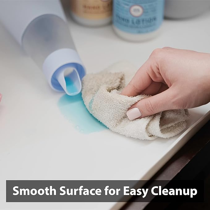 BASIN - Heavy Duty Under Sink Mat - Original Silicone Waterproof Under Sink Tray Cover - Cabinet Liner - White 31x22
