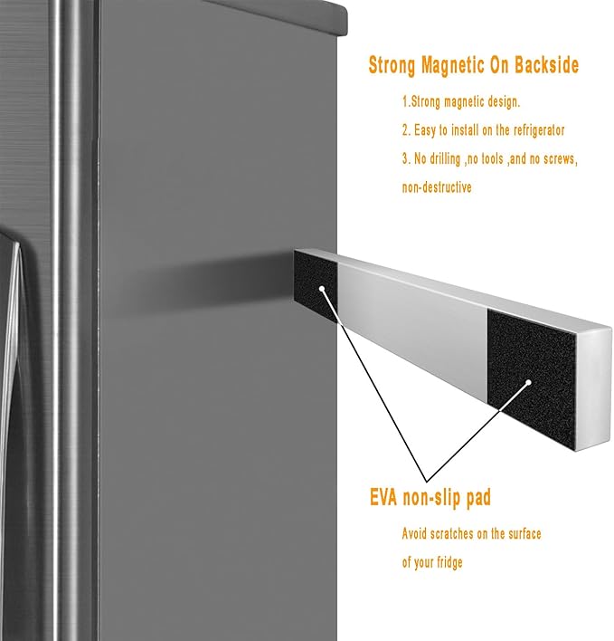 Stainless Steel Magnetic Knife Holder for Fridge,16 Inch Adhesive Magnetic Strip Multi-Purpose Functionality as a Knife Holder, Strong Magnetic Tool Organizer, Art Supply Organizer & Home Organizer