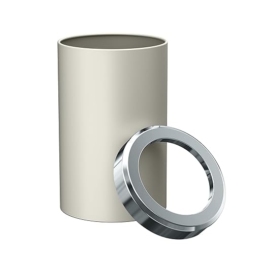 Gatco Small Bathroom Trash Can with Lid, Round 3 Gallon Stainless Steel Wastebasket, Under Sink, Matte Pearl and Chrome, for Bathroom, Bedroom, Office (1931C)