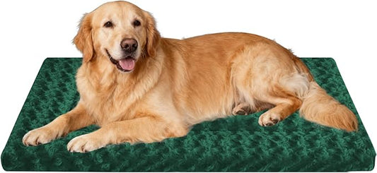 Dog Beds Crate Pad, Dog Bed Mat for Large Dogs Sleeping, Soft, Durable, Washable & Anti-Slip Crate Pads, Reversible Kennel Mat (Magic Circle Green, L(35”*24“*1.5”))