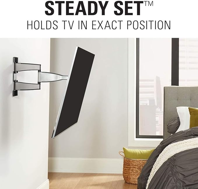 Sanus Premium Full Motion TV Wall Mount for 32" - 55" TVs - Stainless Steel Finish with FluidMotion Design for Smooth Extension, Tilt,