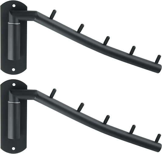 Alise Swing Clothes Hanger Rack,Black Garment Racks Wall Mounted Clothes Bar-Hanger Hooks Heavy Duty Folding Drying Rack Clothing Hanging System Closet Storage Organizer,Pack of 2