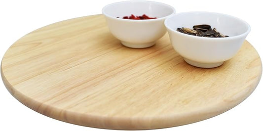 PJ Wood Lazy Susan Wooden Turntable Organizer for Kitchen Pantry Cabinet Storage Rack Tray 15.3 Inch, Natural – Rotating Countertop Board