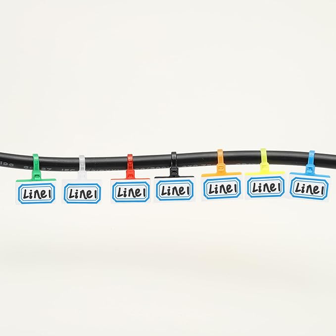 PATIKIL 4inch Zip Ties, 200pcs Cable Ties Tags Nylon Wire Marking Label Self Locking Plastic Straps Write on with Label Tags Paper for Organization Cord Network Ethernet Marking, Black