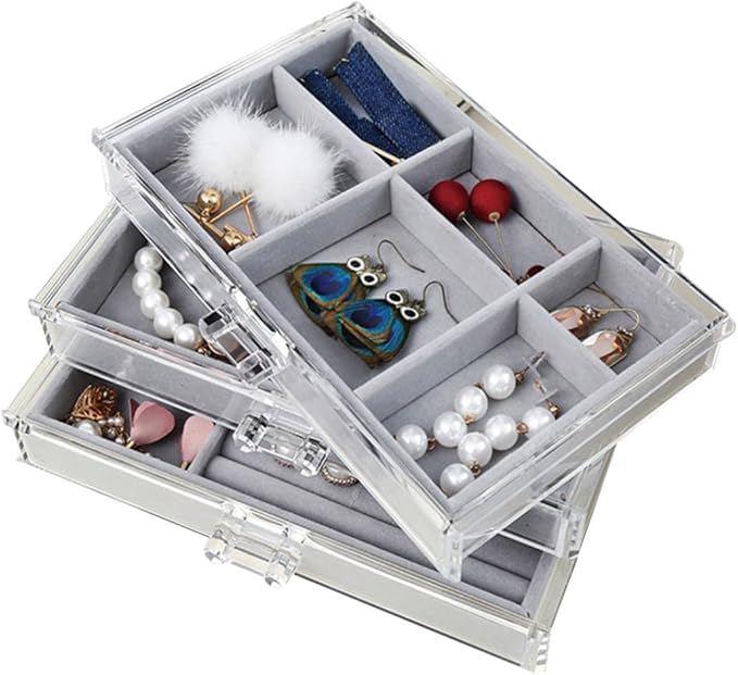 FRCOLOR Professional Makeup Organizer Box Acrylic Jewelry Storage Rack Makeup Case