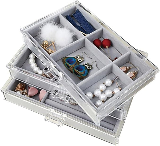 FRCOLOR Professional Makeup Organizer Box Acrylic Jewelry Storage Rack Makeup Case