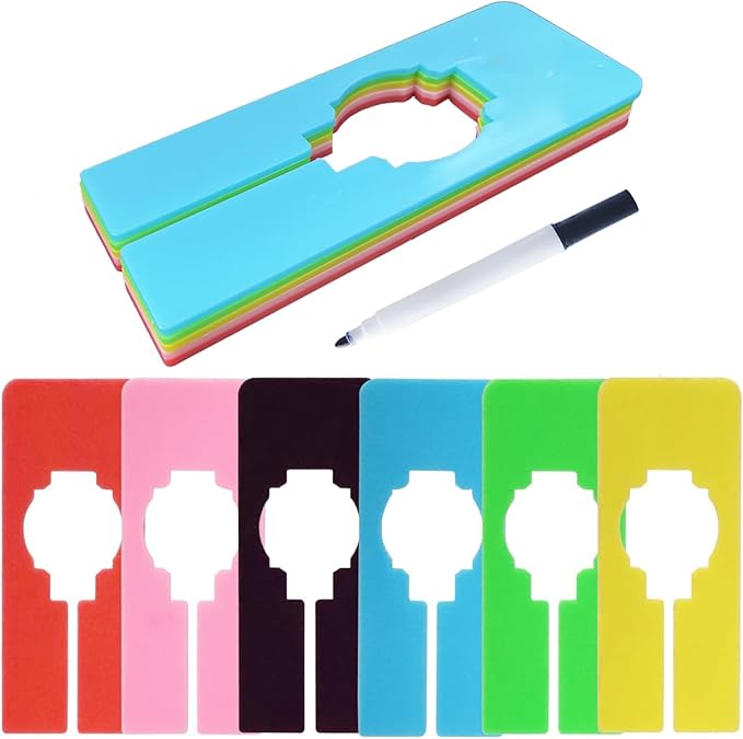 30 Pcs Dividers for Hanging Clothes, Clothing Plastic Rack Size Dividers Rectangular Reusable Closet Separators Closet Labels dividers Closet Clothes Dividers(Colorful)