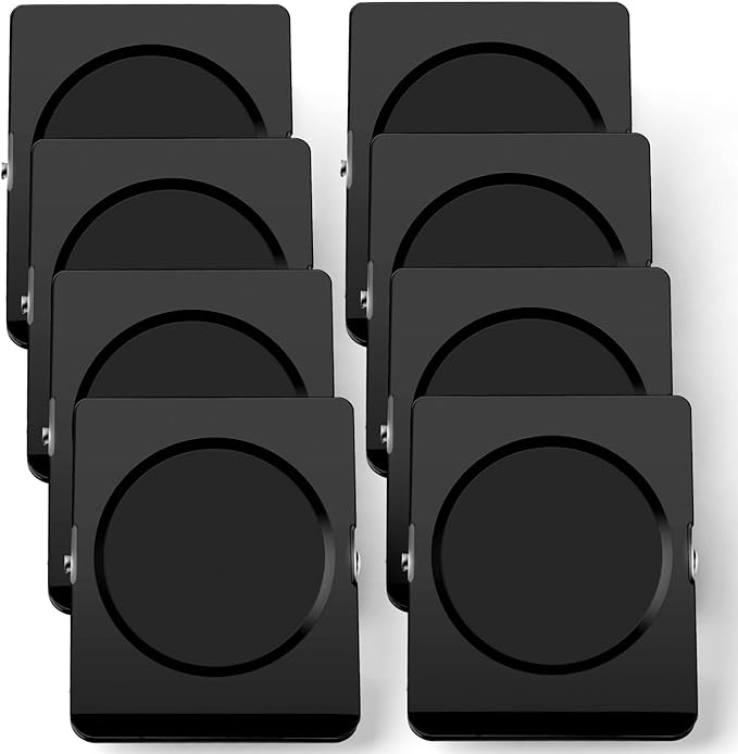 Grtard Strong Magnetic Clips, 2.2 Inch Extra Large Magnetic Clips Heavy Duty, 8Pack Magnet Clip for Fridge, Clip Magnets for Refrigerator, Whiteboard, Classroom, Kitchen, Office Organizer (Black)