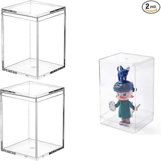 Small Acrylic Box, Clear Box with Lid 2 Pack Transparent Display Box Plastic Square Cube Containers Storage Box for Birthday Valentine's Day Party Favor Candy Pill and Tiny Jewelry