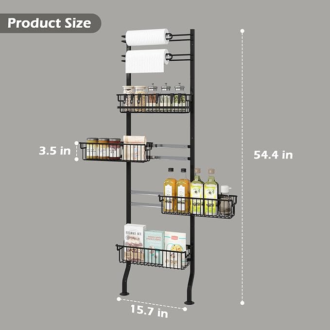 bukfen 6-Tier Slim Corner Shelf,Spice Rack Next to Fridge Slim,Narrow Storage Cabinet Organizer for Kitchen,Bathroom