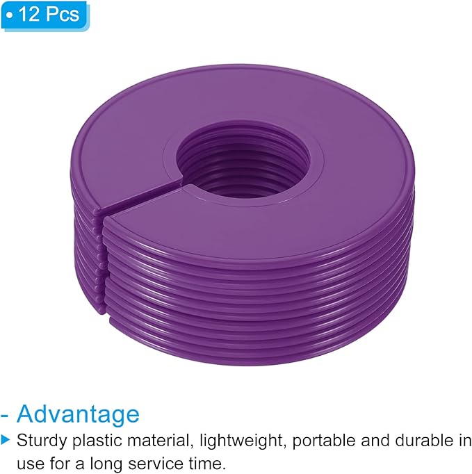PATIKIL Clothes Dividers, 12 Pack Closet Clothing Rack Size Dividers Blank Labels Sorting Round Separator for Closet, Purple