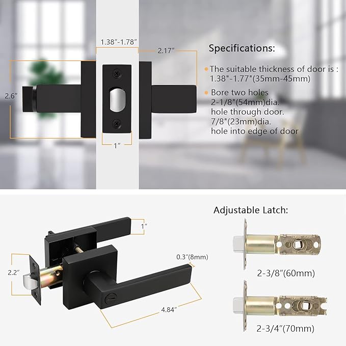 Probrico 20 Pack| Matte Black Door Handles Privacy Door Levers, Heavy Duty Reversible Bed and Bath Door Locks Interior Keyless Locksets