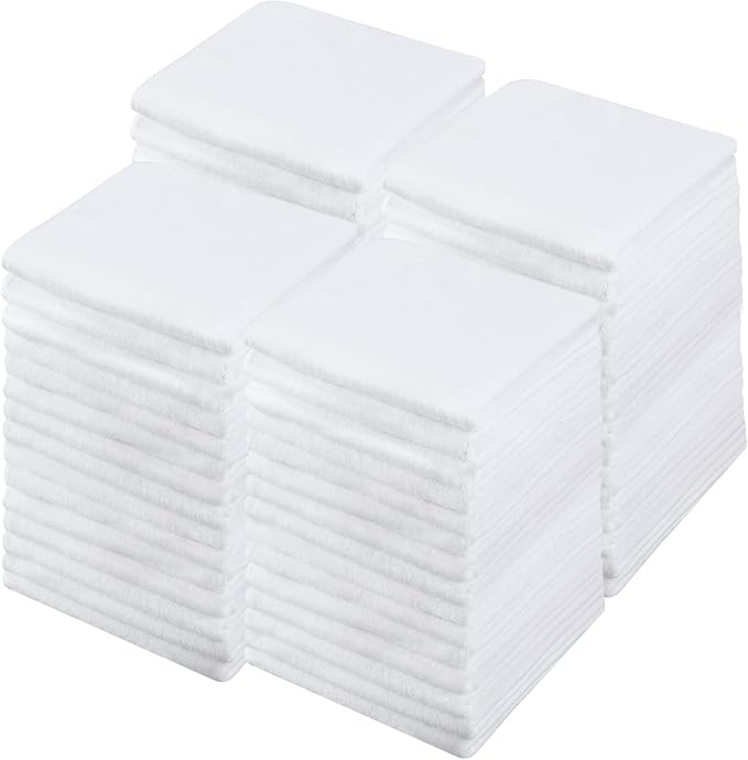 40 Pack Bleach Proof Towels Microfiber Absorbent Resistant Hair Hand Towels Bulk Quick Dry for Barber Gym Bath Spa Shaving (White,Cute)