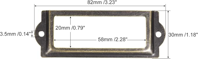 uxcell Metal Label Holders, 82x30mm 60pcs File Name Card Tag Label Holder Frame for Office Library Drawer Cabinet Shelves, Bronze Tone