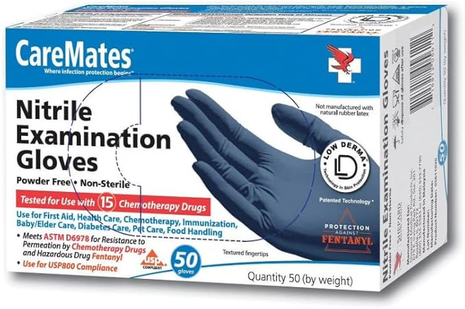 Nitrile Medical Exam Gloves, Latex Free Rubber, Powder Free, Extra Strong, 4 Mil Thick, Certified for Home Infusion, First Aid, Food Safe, Cleaning Gloves, Small, 300-Count