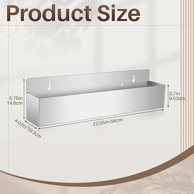 1 Pieces 22 Inch Single Speed Rail Stainless Steel Liquor Bottle Holder Wall Mounted Spray Bottle Rack Drink Rail Shelf for Bars, Silver