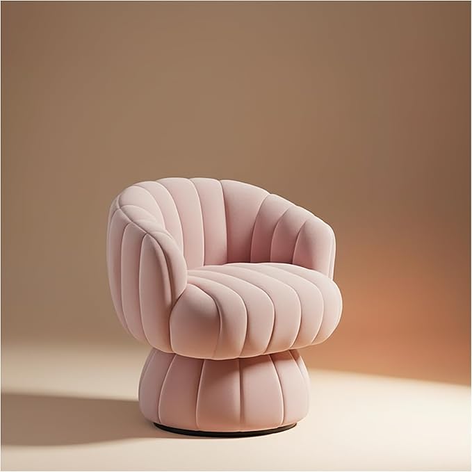 Premium Pink Velvet Swivel Chair - Mid-Century Modern Round Accent Chair