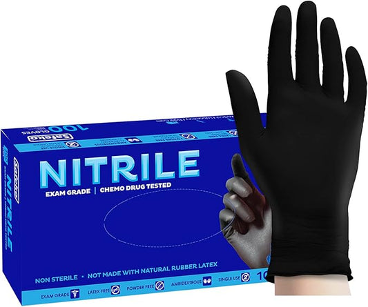 Heavyweight Nitrile Gloves a Black & Blue, Exam Grade, Chemo Tested, Latex-Free, Powder-Free, Disposable Glove