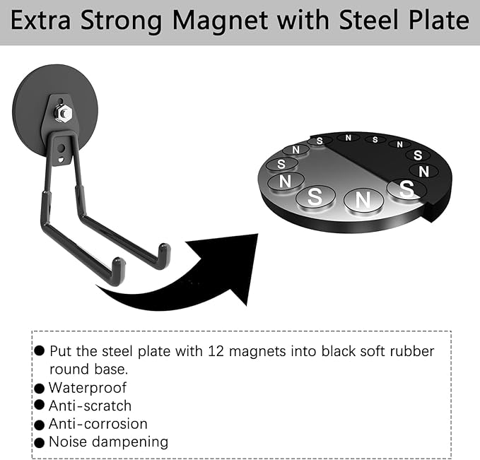 Large Strong Magnetic Hooks,Heavy Duty Magnet Hook, Black Magnetic Garage Hook for Metal Cabinet Pegboard Garage Warehouse Shelve,Heavy Duty Storage Magnetic Utility Hooks (2 Pack)