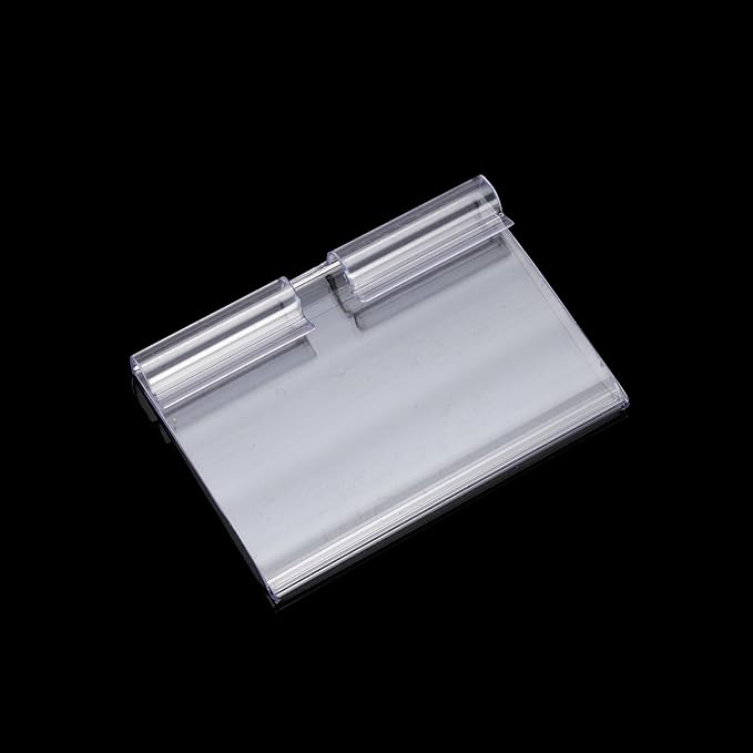 50pcs Labels for Storage Bins Plastic Label Clip, Basket Labels Clip On Wire Shelf Price Label Holder Merchandise Sign Display Holder, 50pcs Label Insert Included (1.96IN*1.65IN)