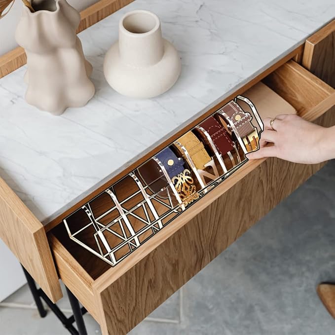 Acrylic Belt Organizer, 7 compartment，acrylic belt organizer for closet,belt checkroom and present for friends