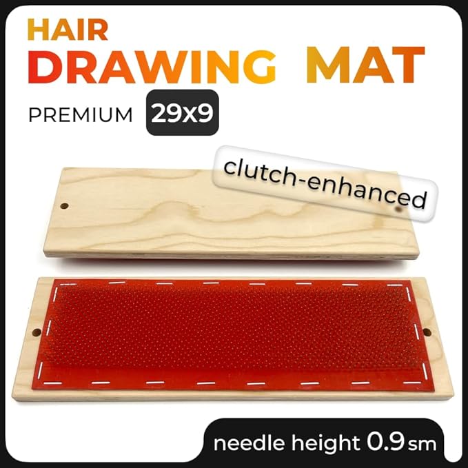 29 x 9 cm (2 pcs) Hair Holder on a Wooden Base, Drawing Mat For Bulk Hair Extension Professional Hackle Styling Tools Making Lace Wig Tools Drawing Card With Needles