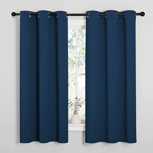 NICETOWN Bedroom Curtain Panels Blackout Draperies, Thermal Insulated Solid Grommet Blackout Curtains/Drapes (Moroccan Blue, 1 Pair, 29 by 40-inch)